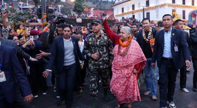 Pm #shushila karki #pashupatinath mandir.jpeg