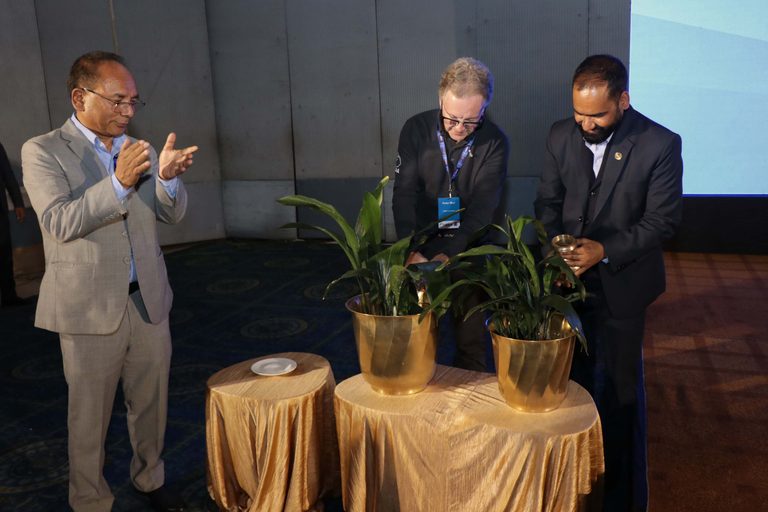 khadak raj poudel putting water in plants